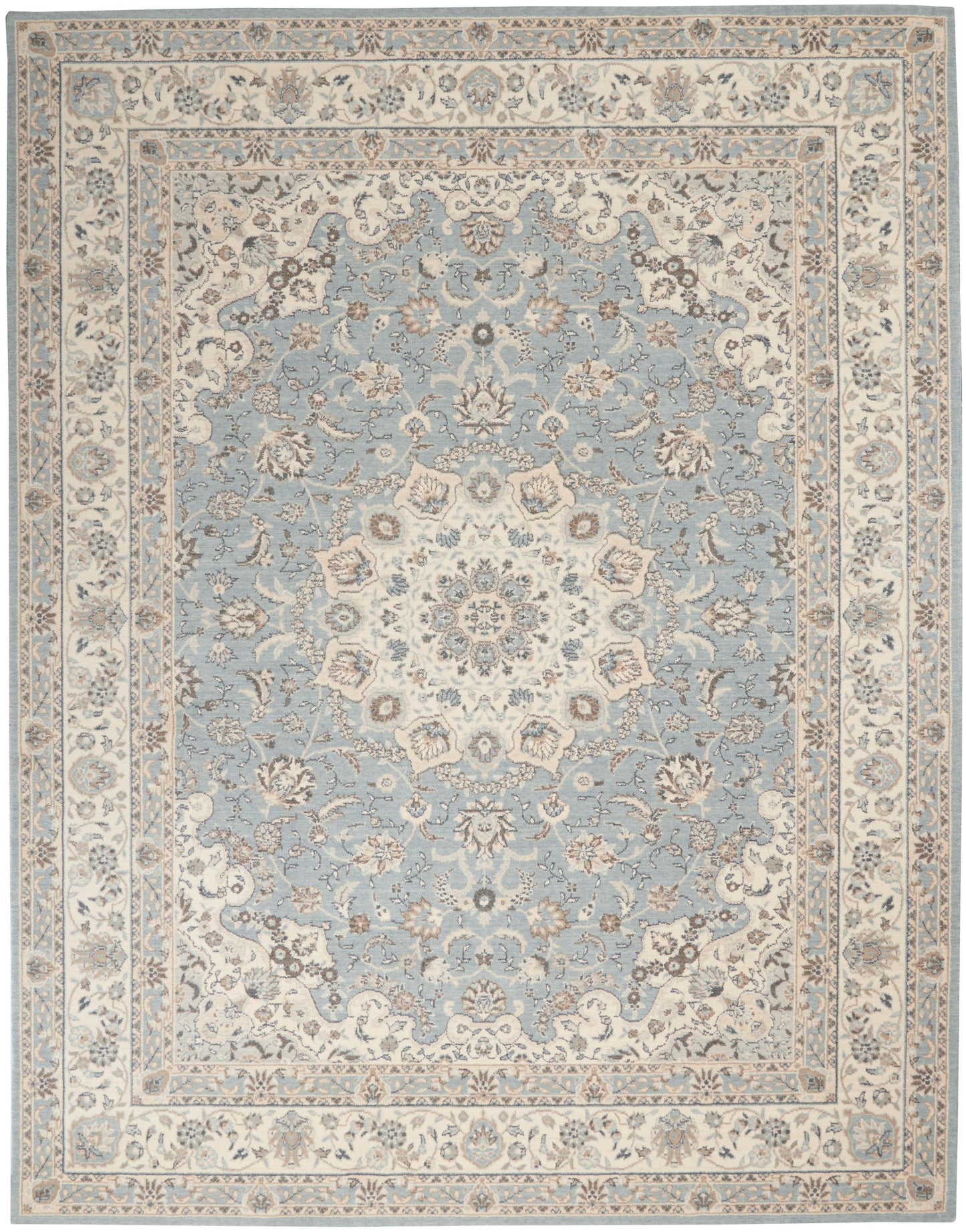 Nourison Home Living Treasures  Aqua Ivory  Traditional