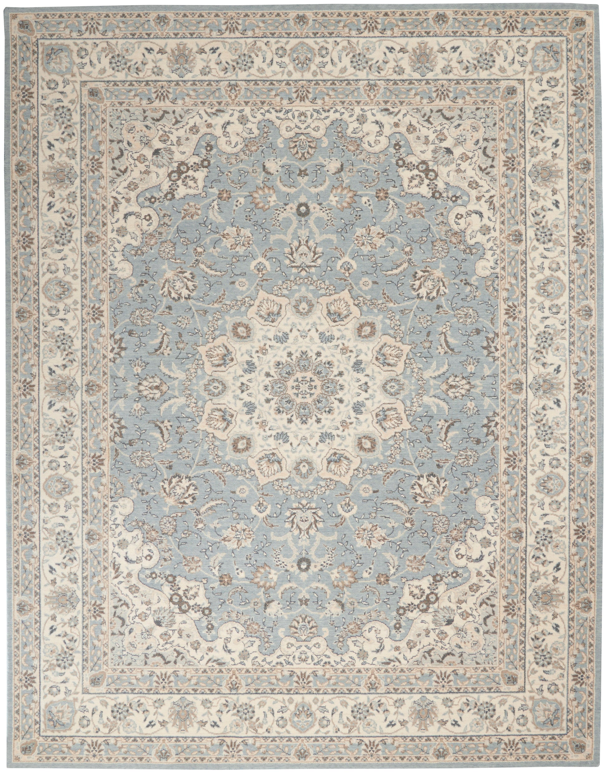 Nourison Home Living Treasures  Aqua Ivory  Traditional