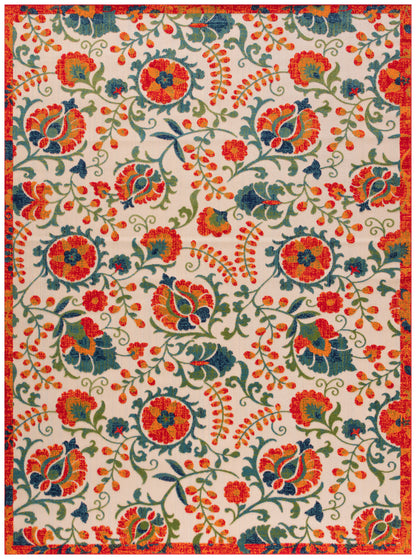 Nourison Home Aloha  Red Multicolor  Contemporary