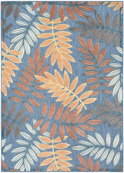 Nourison Home Aloha ALH18 Blue Rose Contemporary Power-loomed Rugs