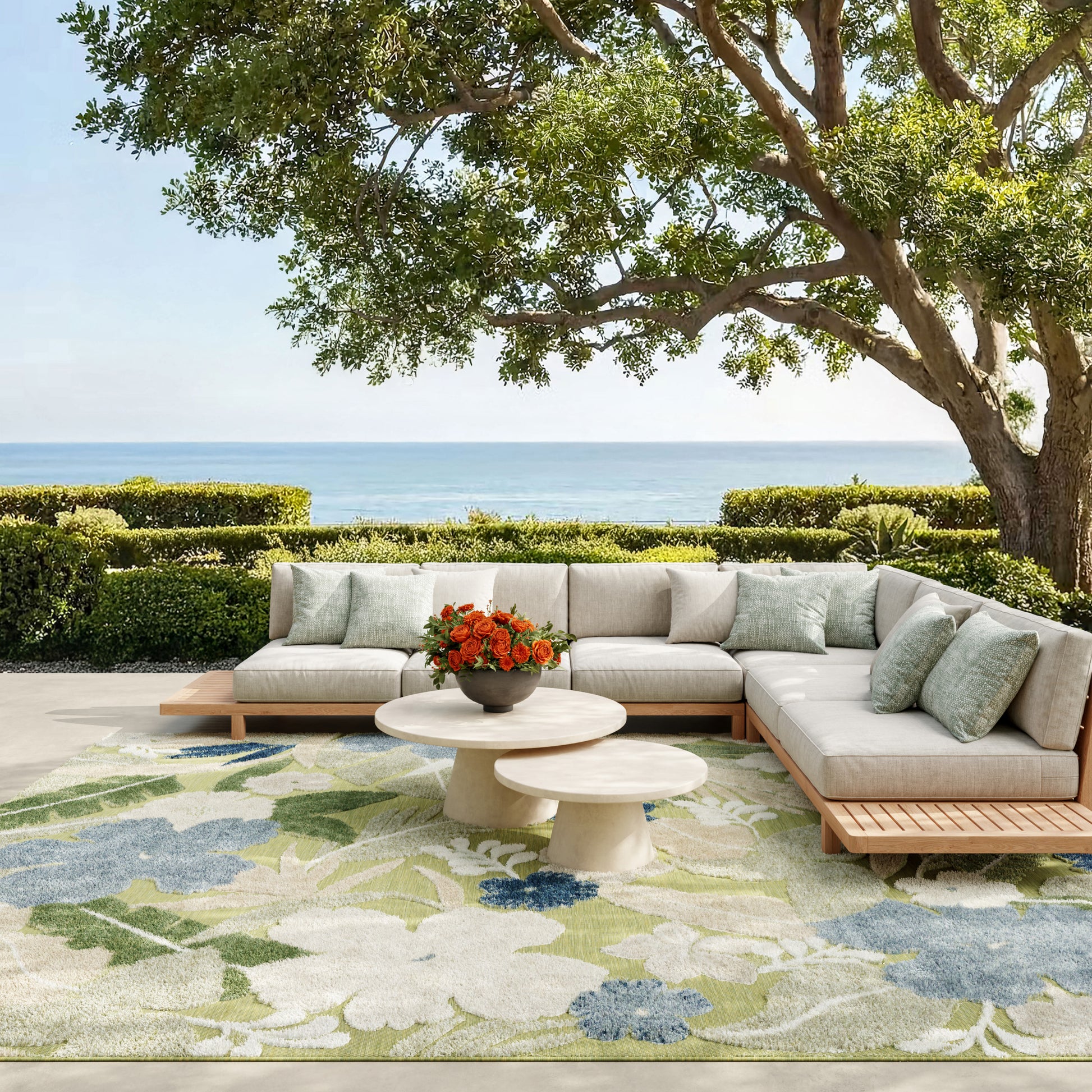 Nourison Home Suncoast  Green Blue  Contemporary