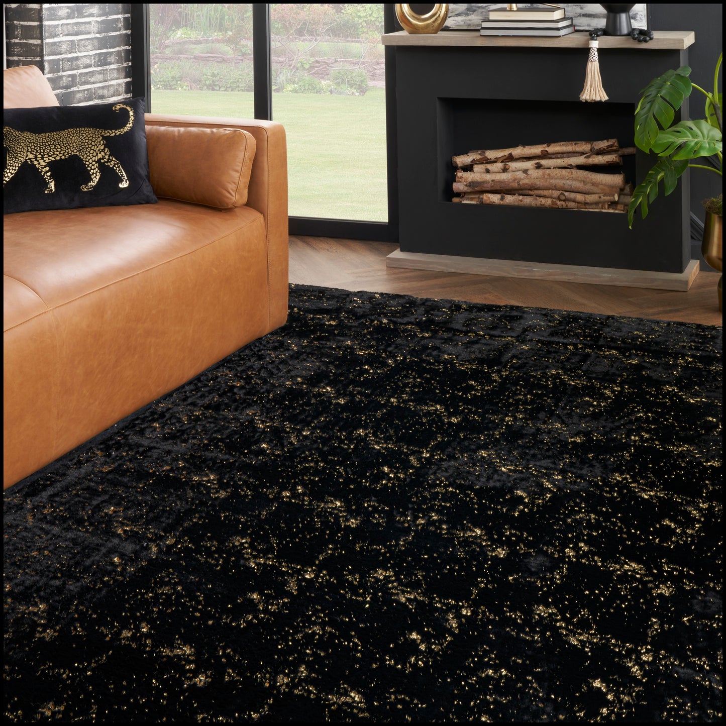 Nourison Home Cozy Shimmer  Black Gold  Contemporary