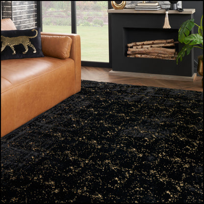 Nourison Home Cozy Shimmer  Black Gold  Contemporary