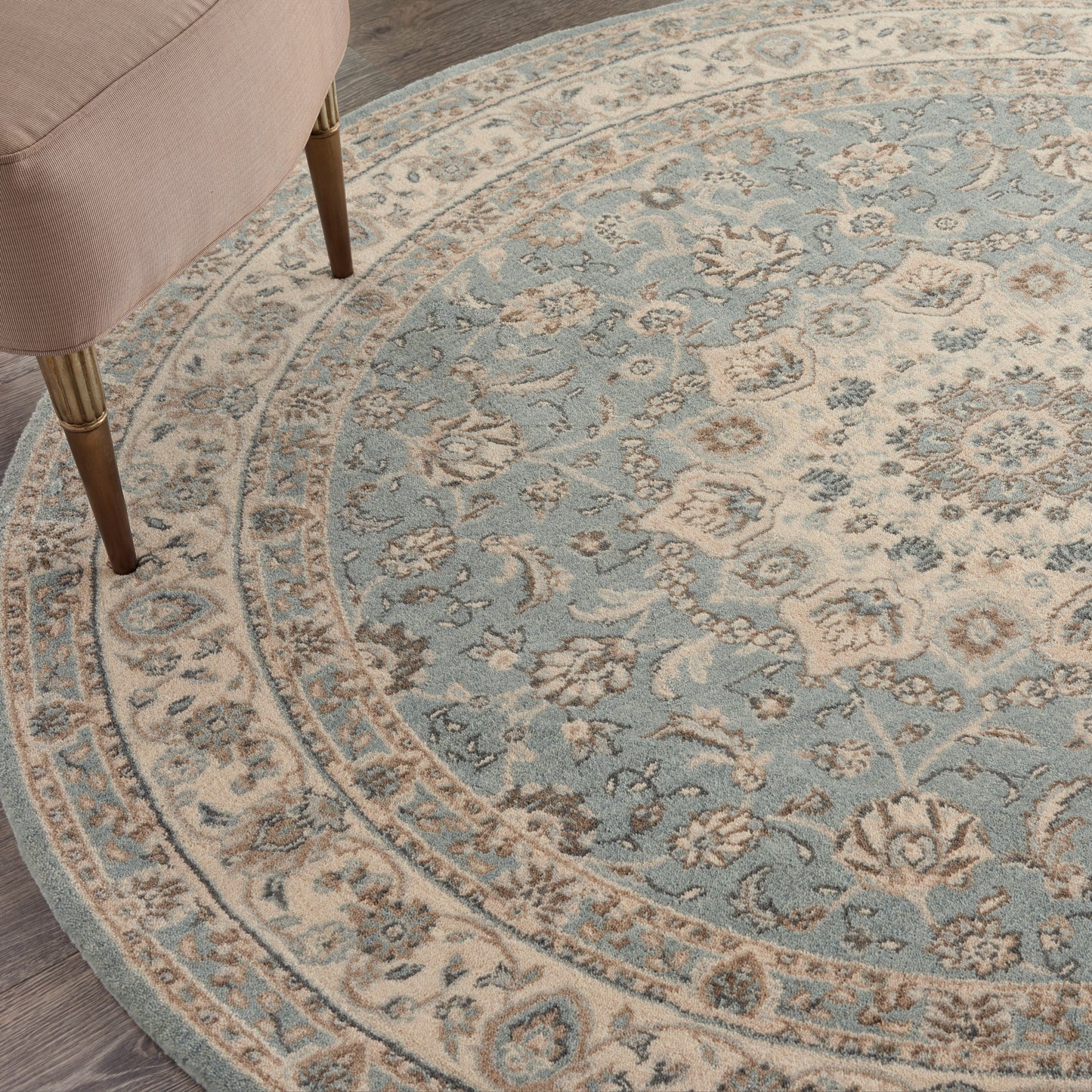 Nourison Home Living Treasures  Aqua Ivory  Traditional