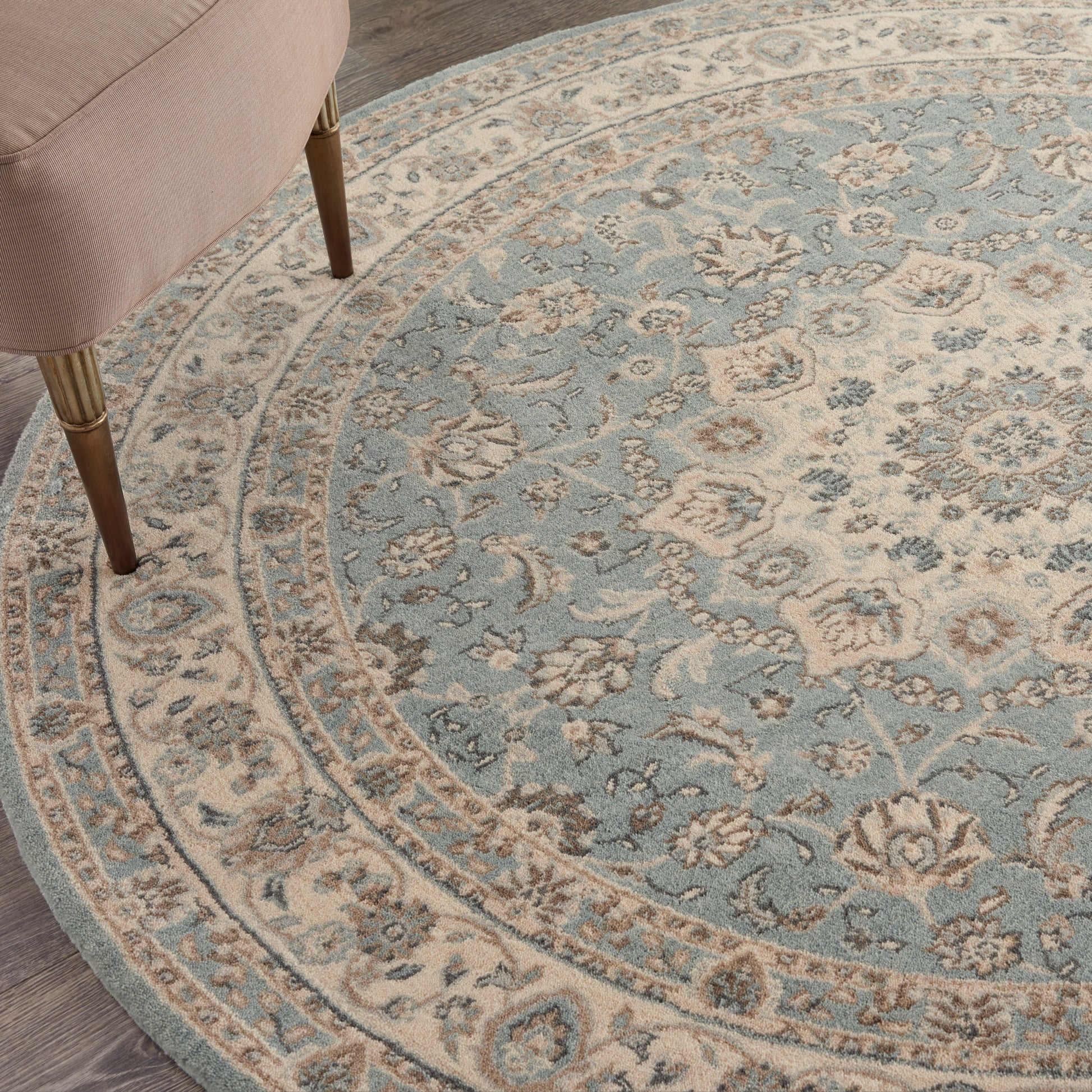 Nourison Home Living Treasures  Aqua Ivory  Traditional