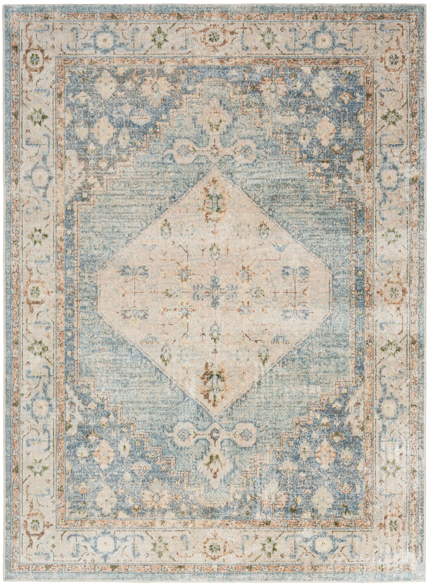 Nourison Home Astra Machine Washable ASW11 Silver Blue Traditional Power-loomed Rug