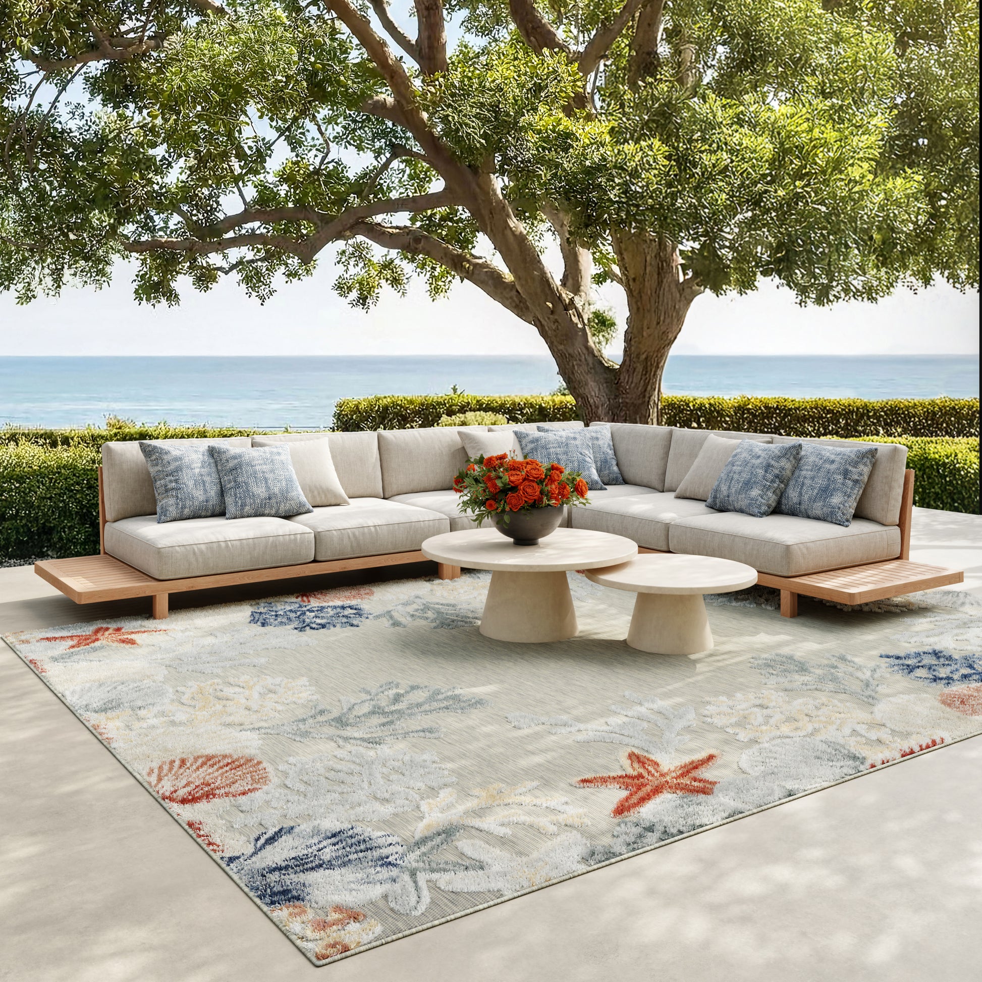 Nourison Home Suncoast  Grey Multicolor  Contemporary