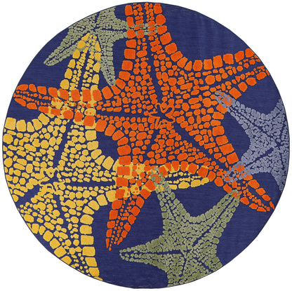 Nourison Home Aloha ALH28 Blue Multicolor Contemporary Power-loomed Rugs