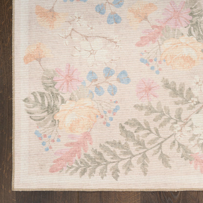 Nourison Home Botanical Washables  Beige Multicolor  Contemporary