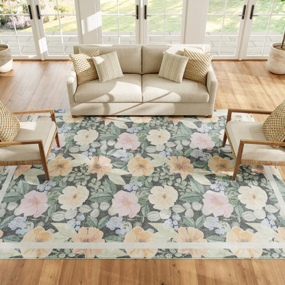 Nourison Home Botanical Washables  Charcoal Multicolor  Contemporary