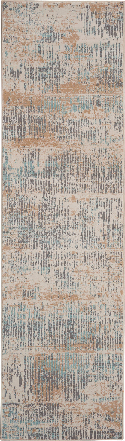 Michael Amini MA90 Uptown UPT03 Beige Aqua Contemporary Power-loomed Rug