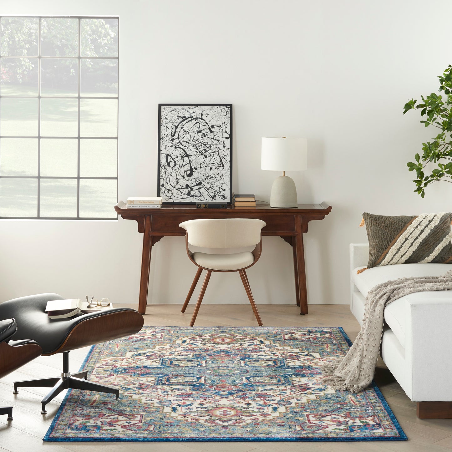 Nourison Home Ankara Global  Ivory Navy  Transitional
