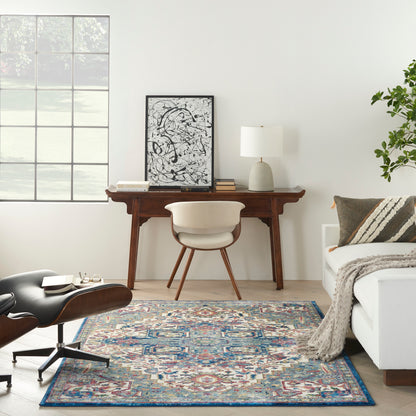 Nourison Home Ankara Global  Ivory Navy  Transitional