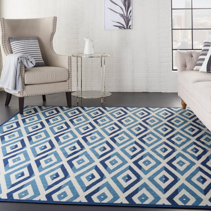 Nourison Home Grafix  White Blue  Contemporary