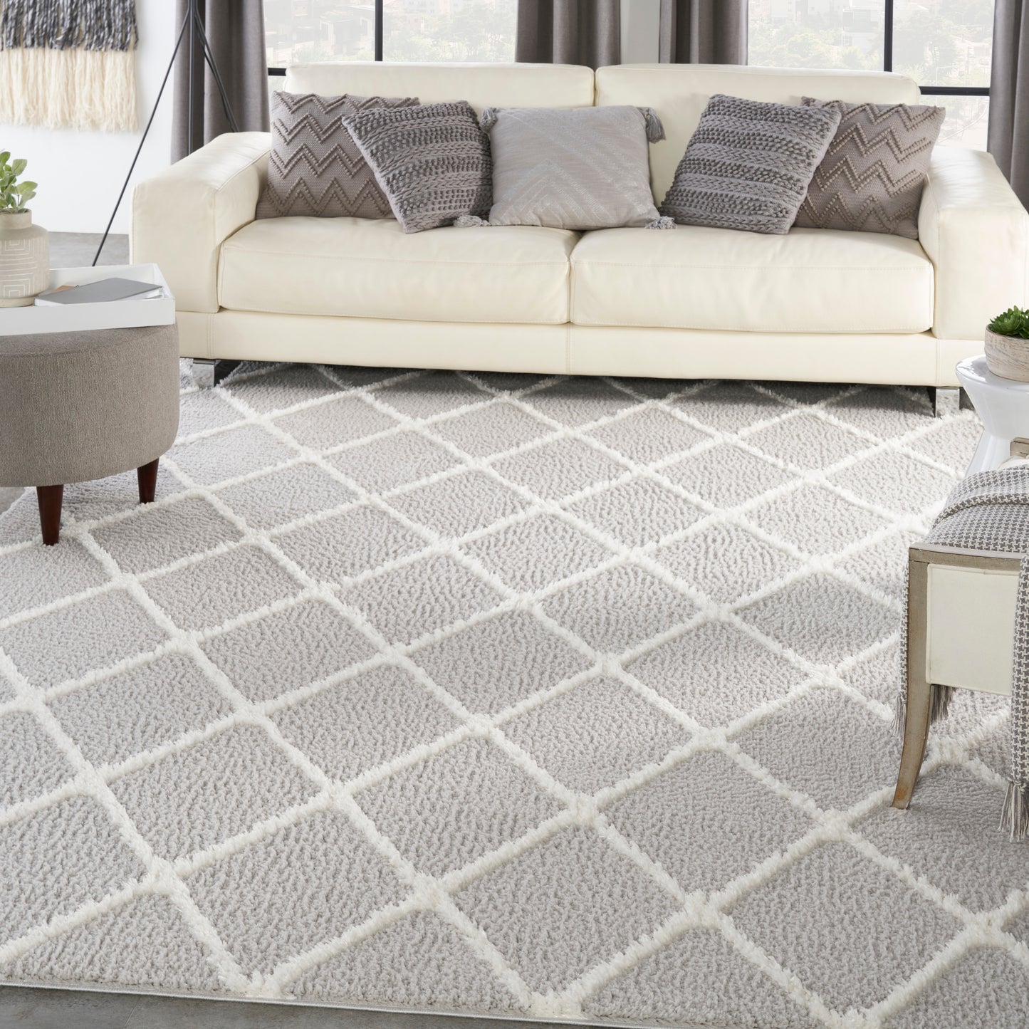 Nourison Home Feather Soft  Grey Ivory  Contemporary