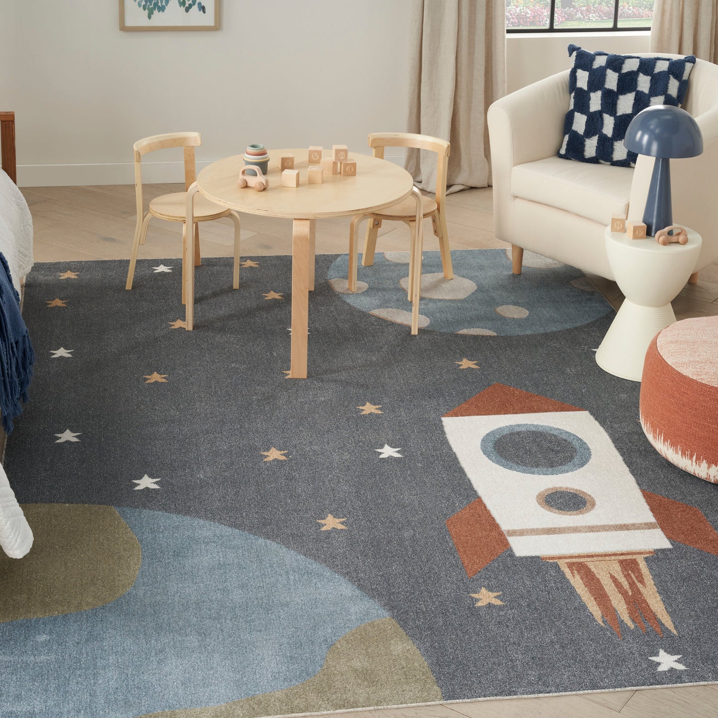 Nourison Home Astra Machine Washable  Sky Blue  Contemporary
