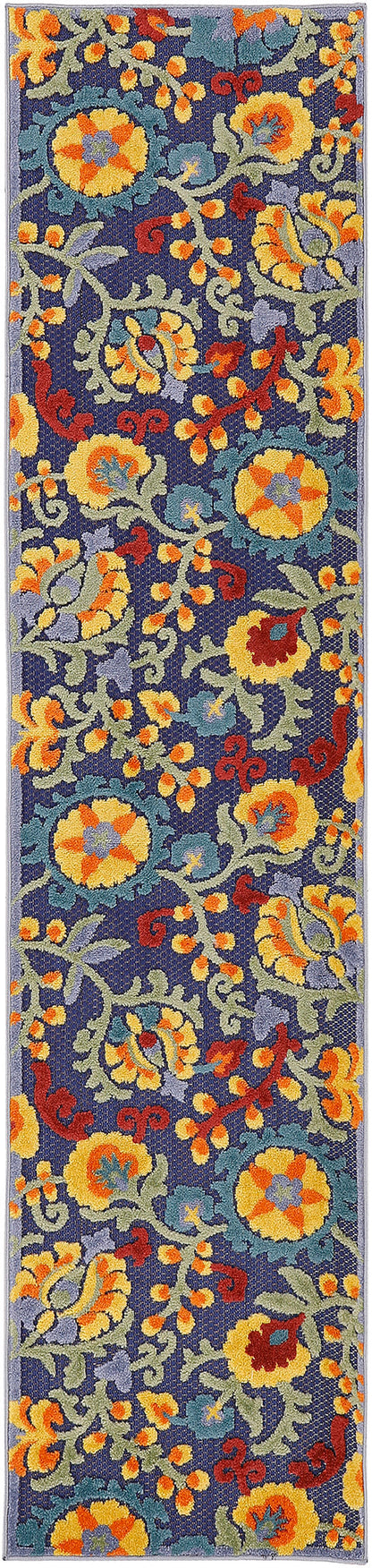 Nourison Home Aloha ALH17 Navy Multicolor Contemporary Power-loomed Rugs