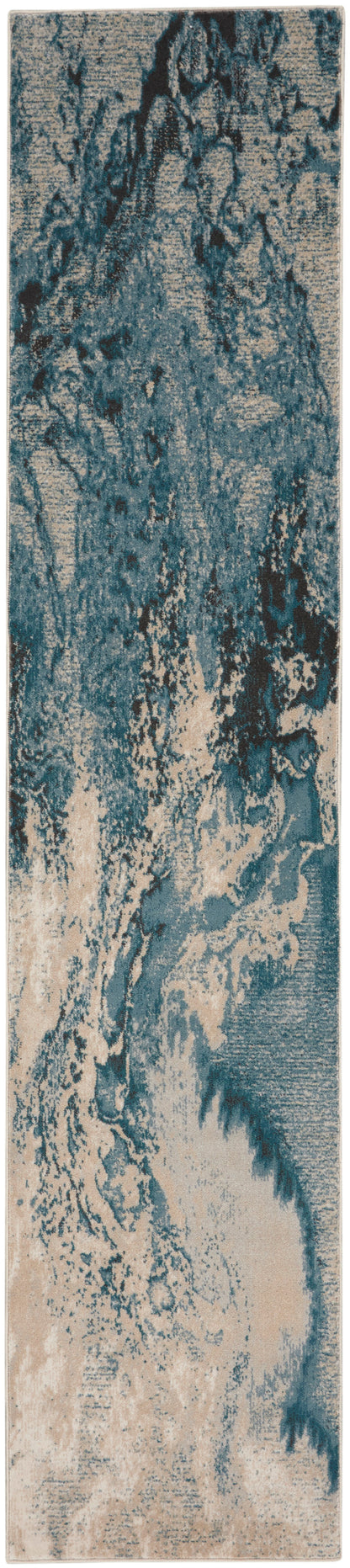 Nourison Home Maxell MAE08 Ivory Teal Contemporary Power-loomed Rugs