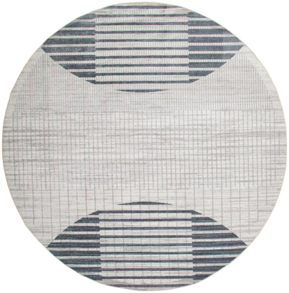 Nourison Home Astra Machine Washable ASW03 Ivory Blue Contemporary Power-loomed Rug