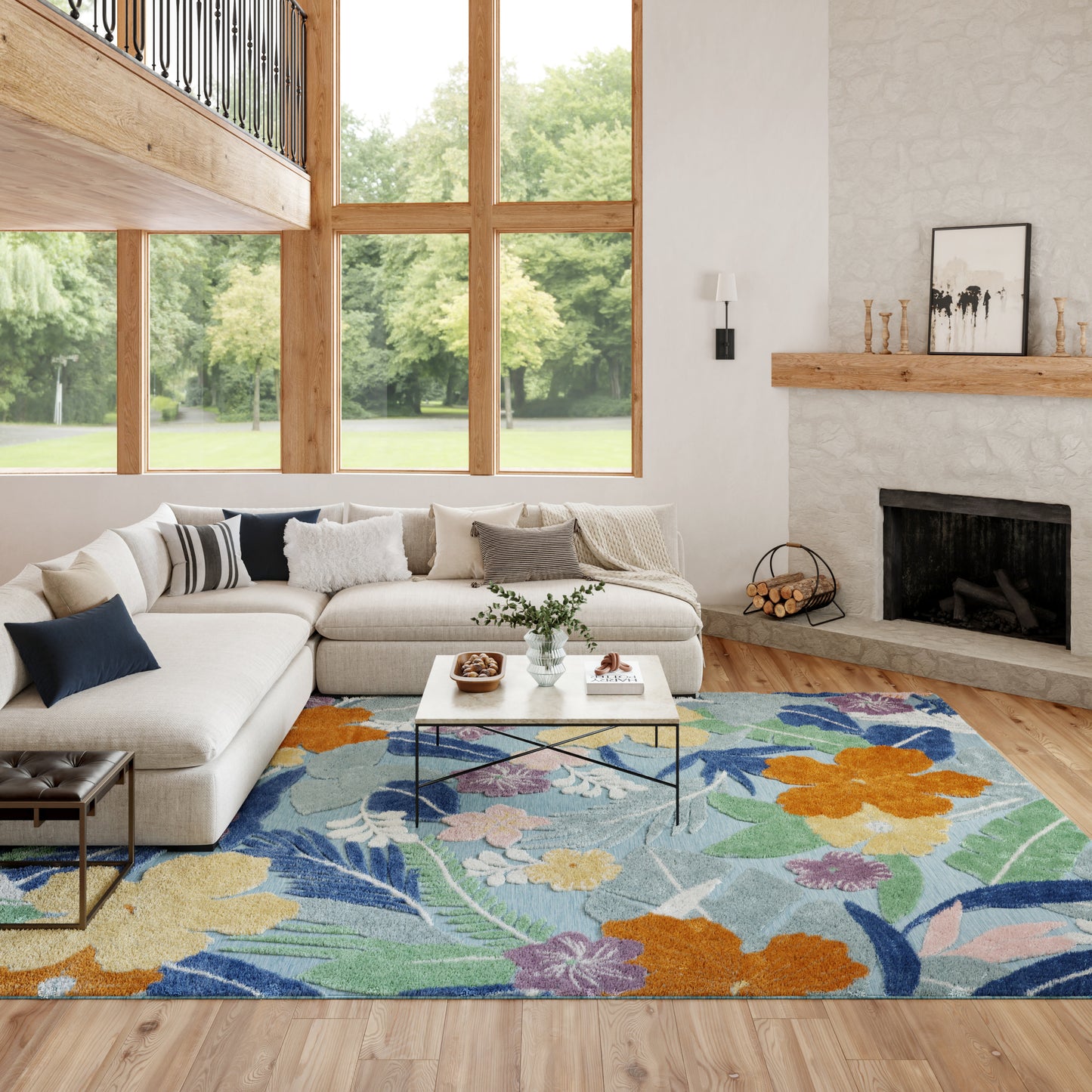 Nourison Home Suncoast  Blue Multicolor  Contemporary