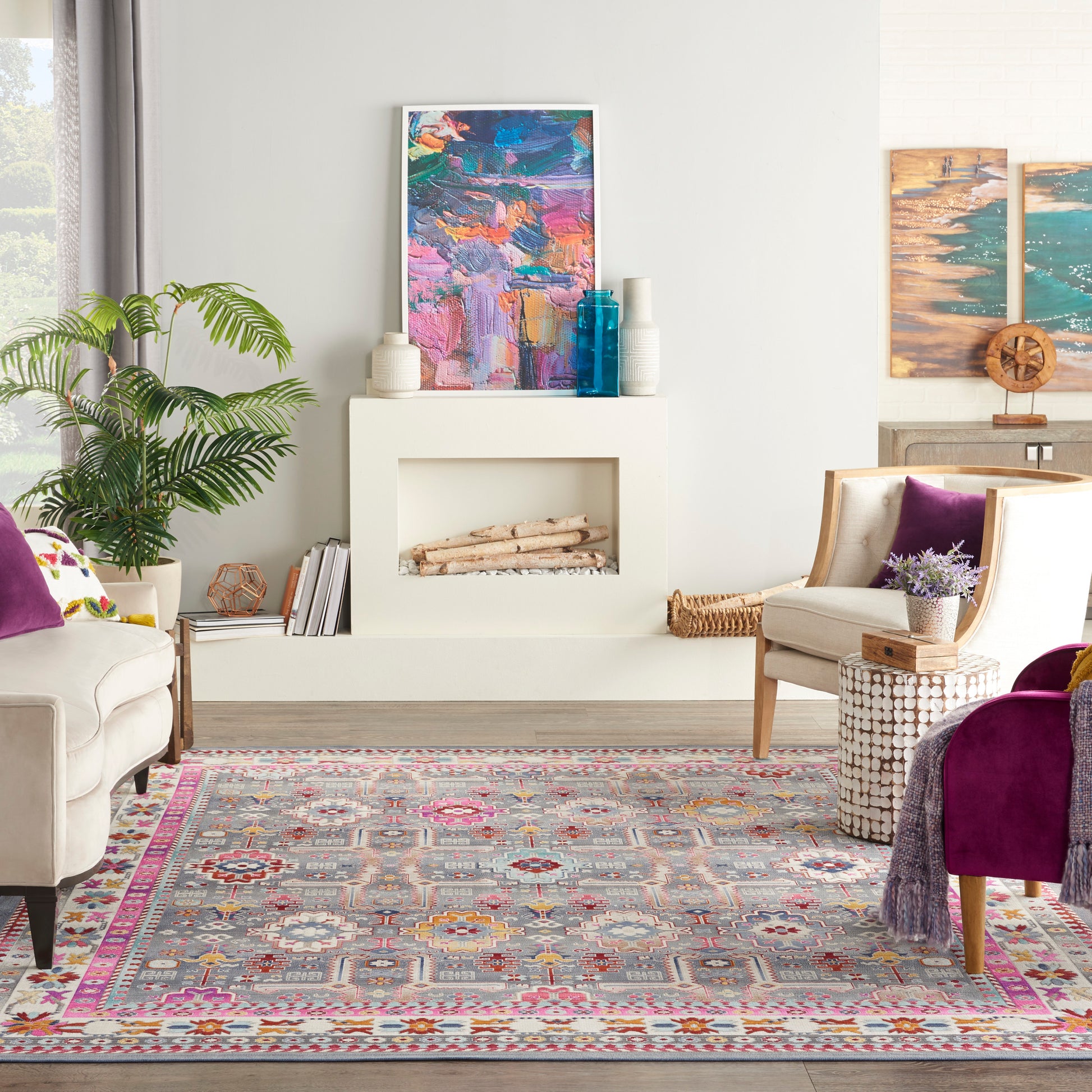 Nourison Home Vintage Kashan  Grey Multi  Transitional