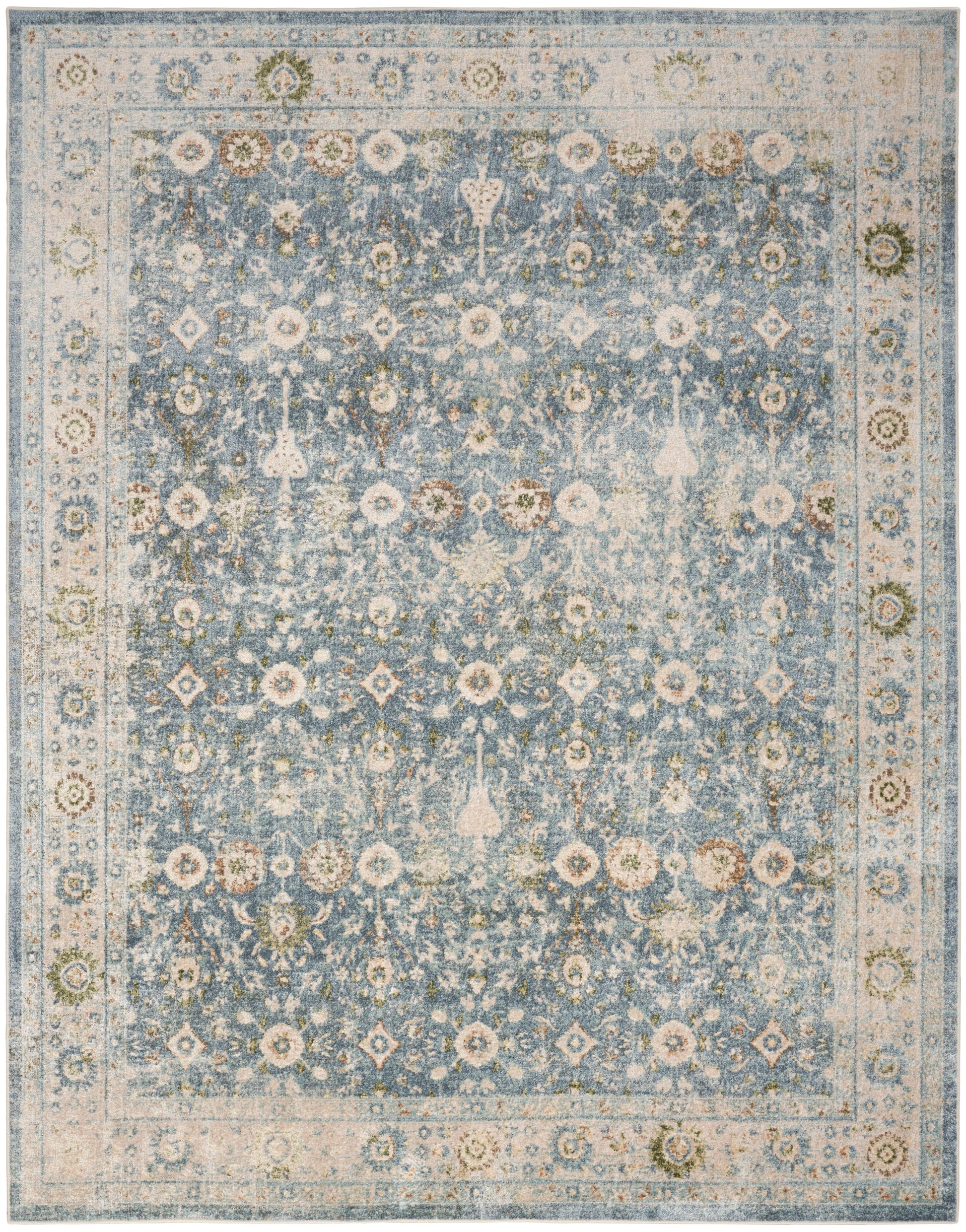 Nourison Home Astra Machine Washable  Teal Beige  Traditional