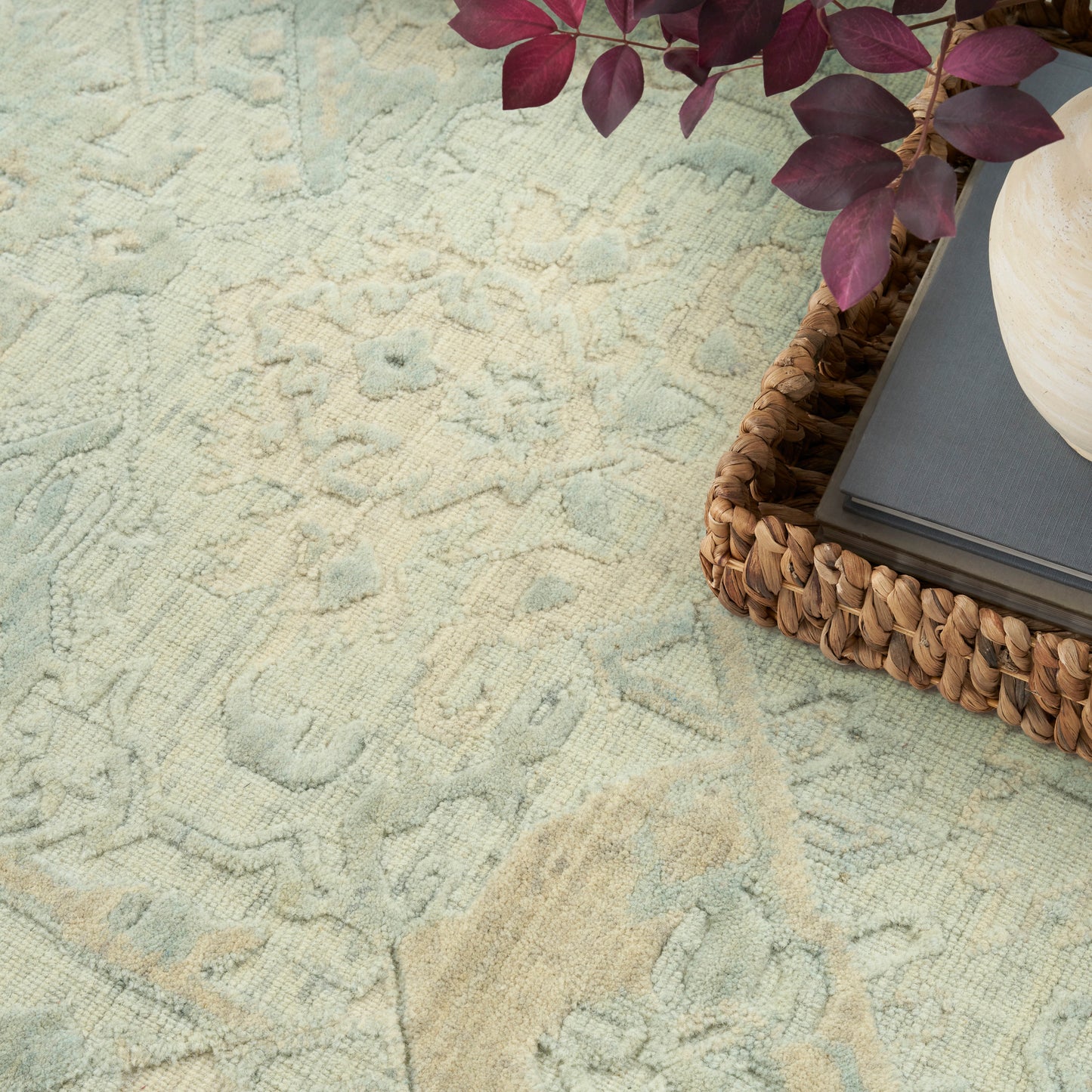 Nourison Home Ravello  Aqua Taupe  Traditional