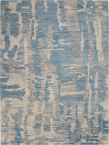 Nourison Home Ellora ELL01 Blue Contemporary Knotted Rug