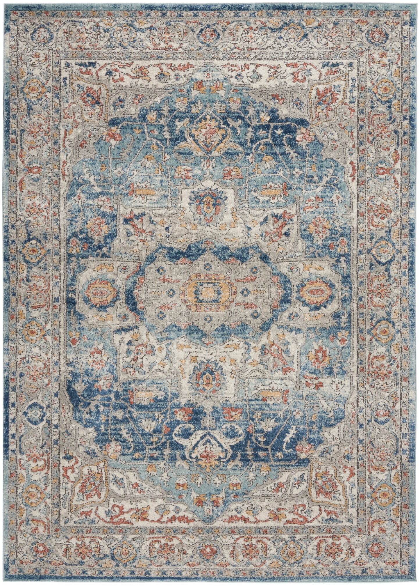Nourison Home Quarry QUA11 Ivory Blue Traditional Power-loomed Rugs