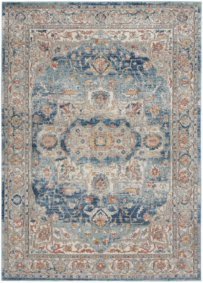 Nourison Home Quarry QUA11 Ivory Blue Traditional Power-loomed Rugs