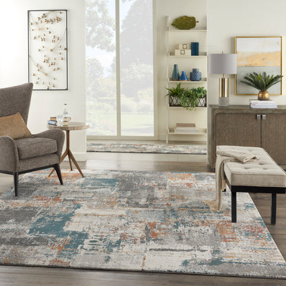 Nourison Home Tangra  Grey Multicolor  Contemporary