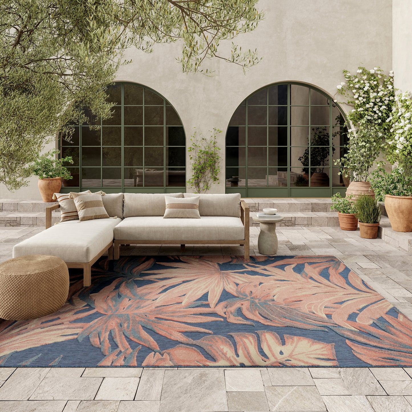 Nourison Home Aloha  Blue Rose  Contemporary