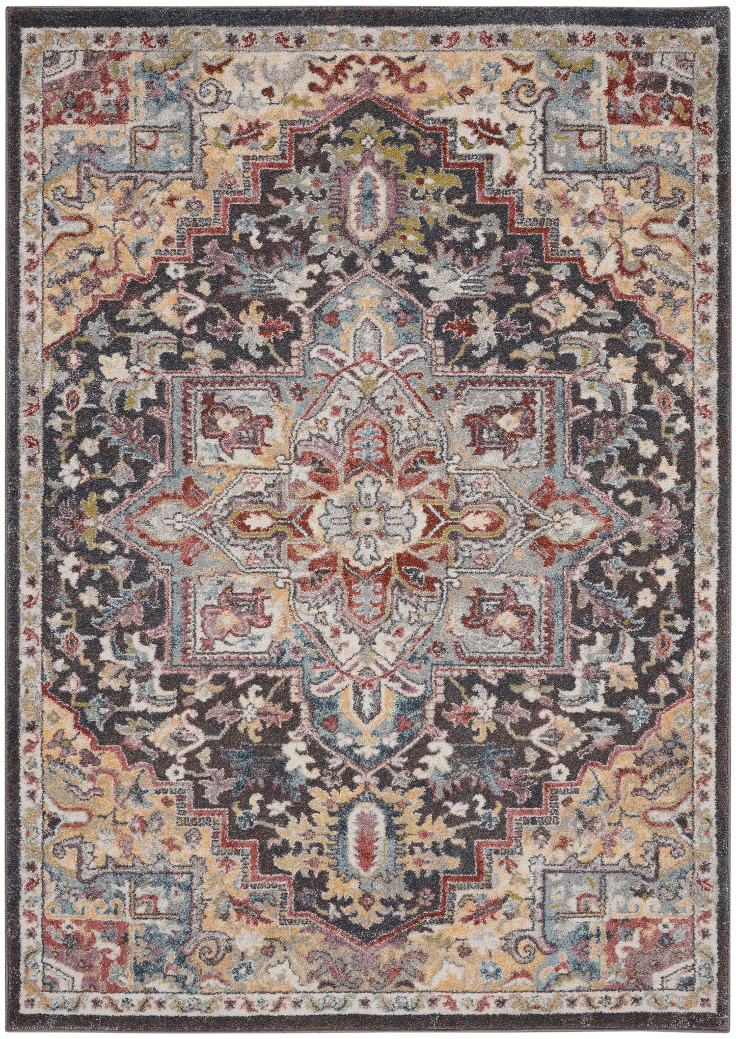 Nourison Home Soraya SOR04 Charcoal Multi Traditional Power-loomed Rug
