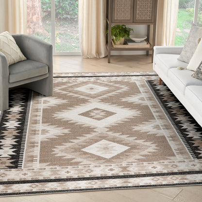 Nourison Home Washable Decor  Beige Black  Contemporary