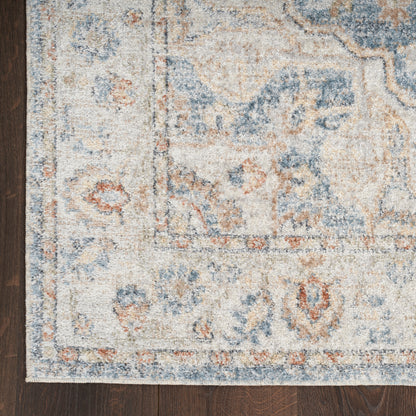 Nourison Home Astra Machine Washable  Denim Multicolor  Traditional