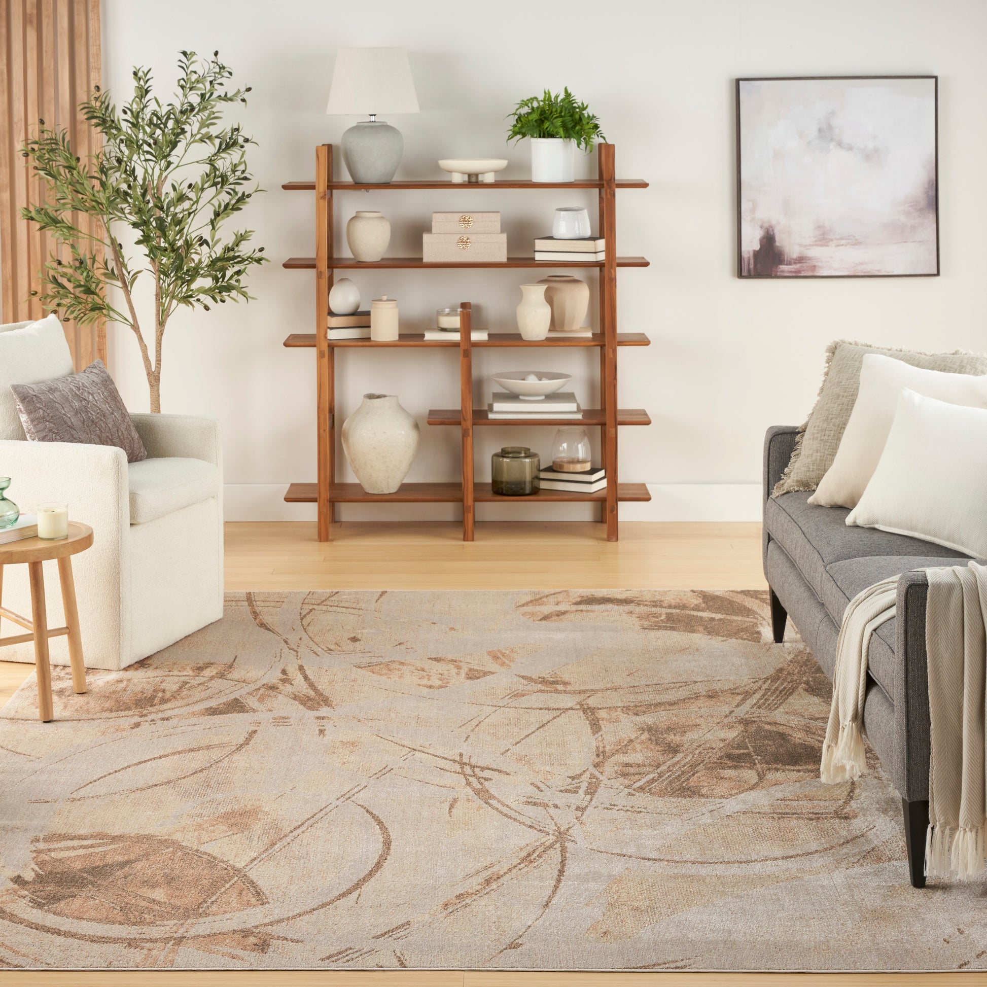 Nourison Home Astra Machine Washable  Beige  Contemporary