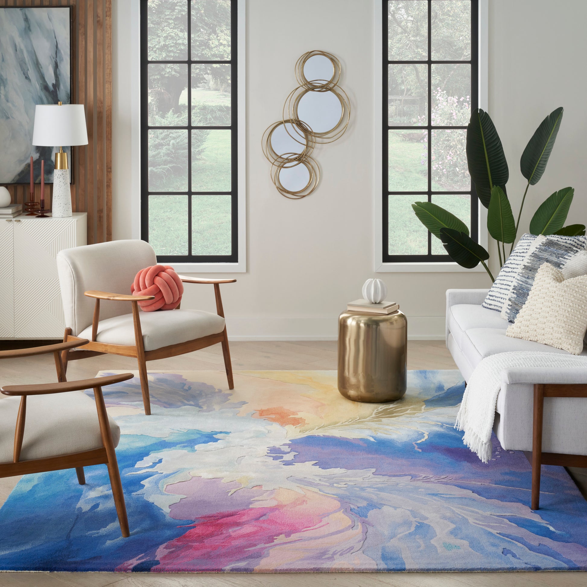 Nourison Home Prismatic  Blue Multicolor  Contemporary