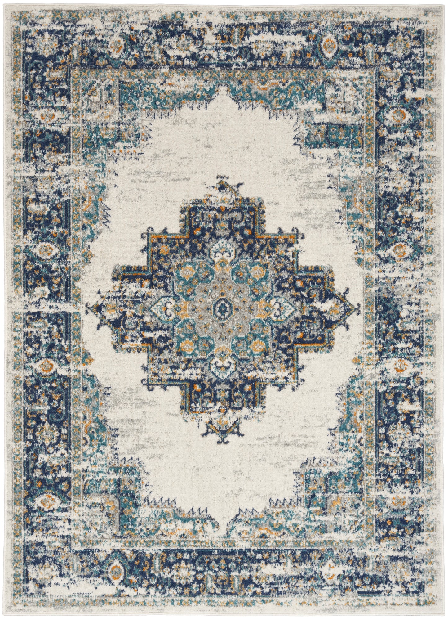 Nourison Home Passion PSN03 Ivory Grey Blue Transitional Power-loomed Rugs