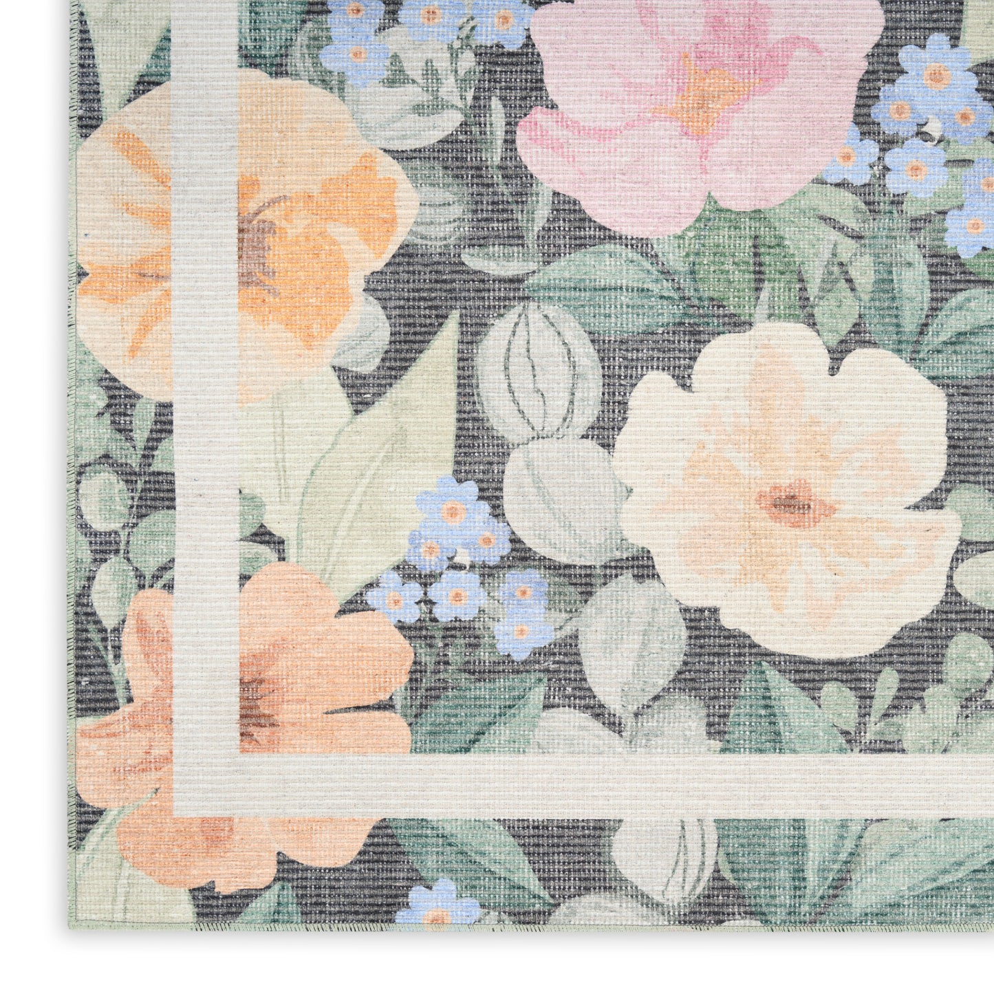 Nourison Home Botanical Washables  Charcoal Multicolor  Contemporary