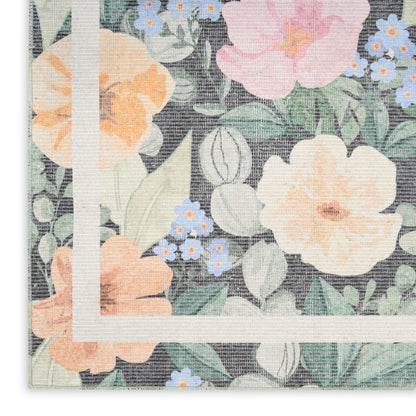 Nourison Home Botanical Washables  Charcoal Multicolor  Contemporary