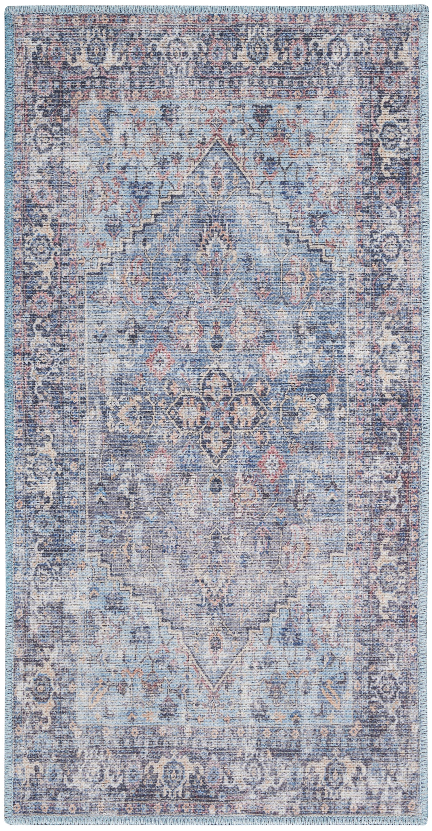Nourison Home New Concept Washables SR104 Light Grey Blue Traditional Machine Woven Rug