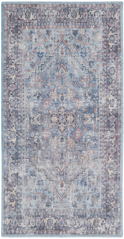 Nourison Home New Concept Washables SR104 Light Grey Blue Traditional Machine Woven Rug