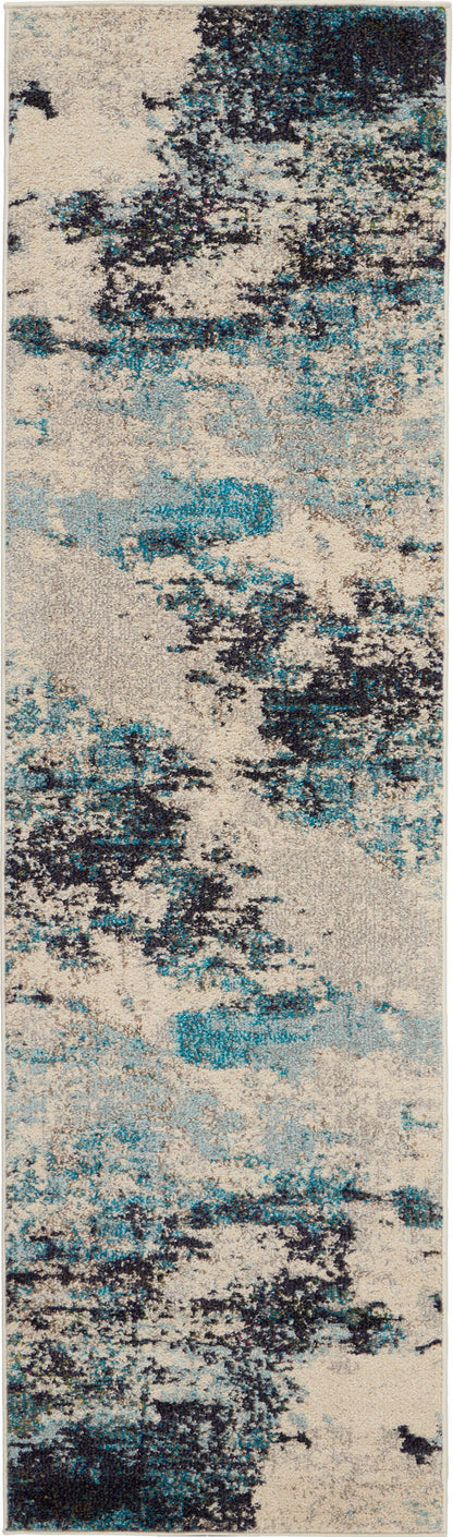 Nourison Home Celestial CES02 Ivory Teal Blue Contemporary Power-loomed Rugs