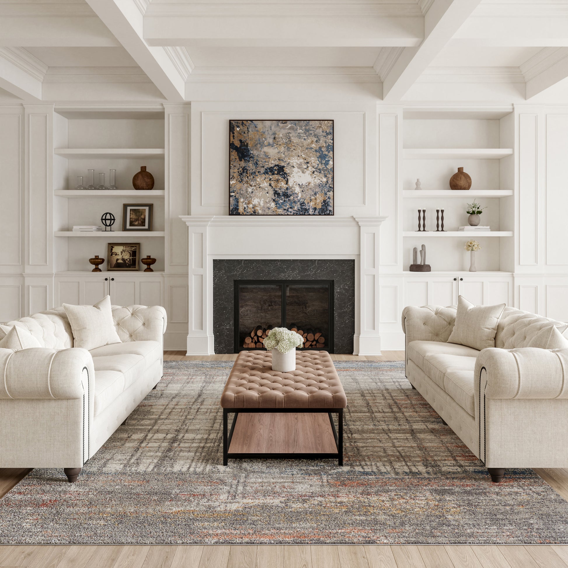 Nourison Home Rustic Textures  Grey Multicolor  Contemporary