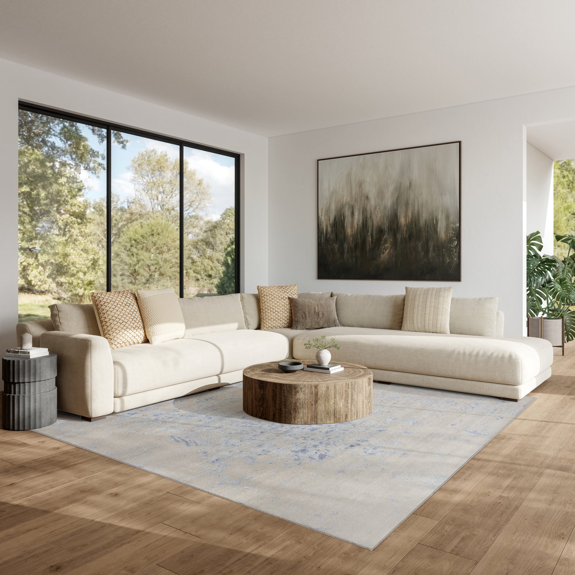 Nourison Home Silk Shadows  Grey Blue  Contemporary
