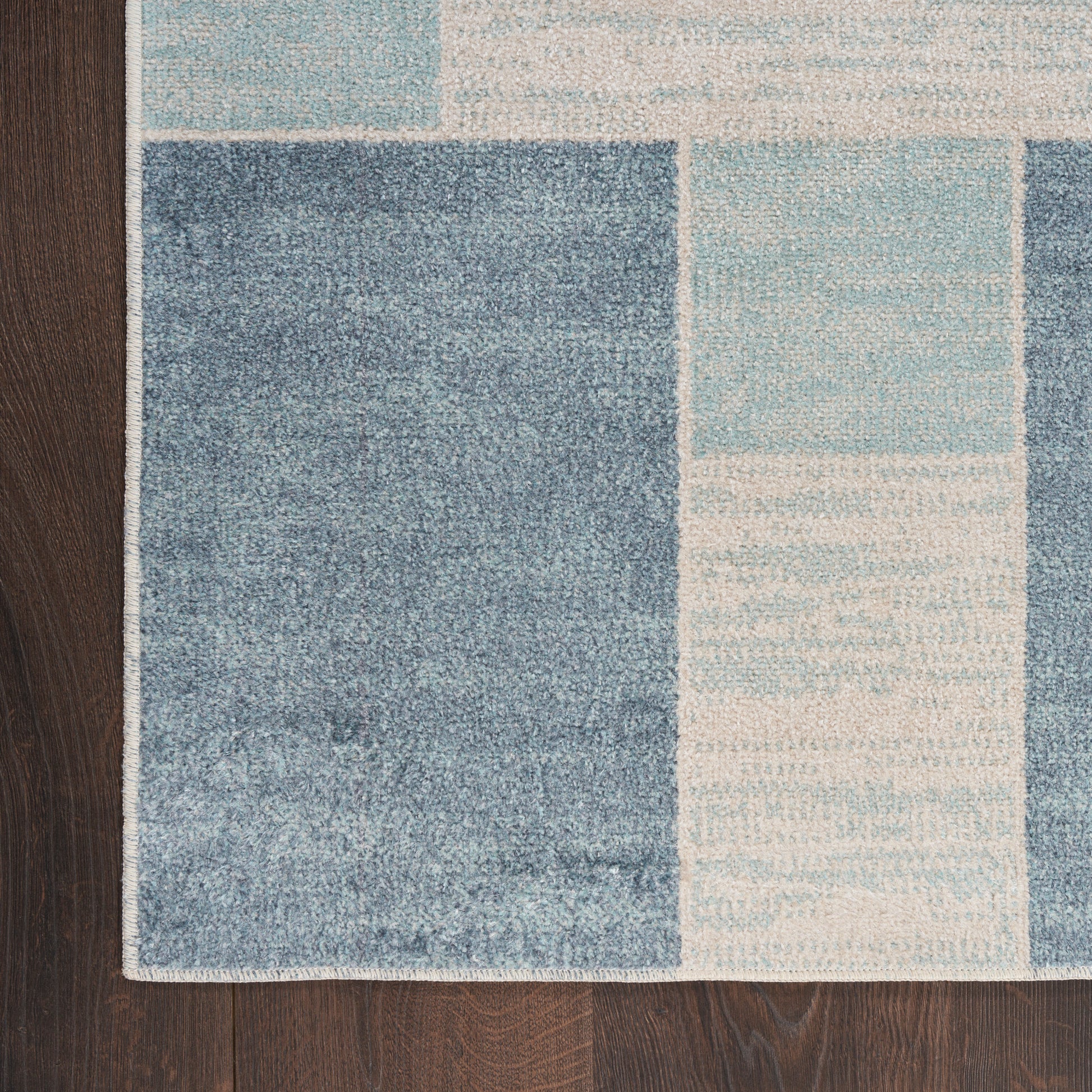 Nourison Home Astra Machine Washable  Blue Ivory  Contemporary