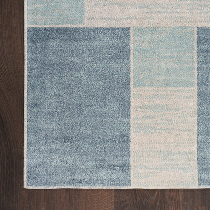 Nourison Home Astra Machine Washable  Blue Ivory  Contemporary