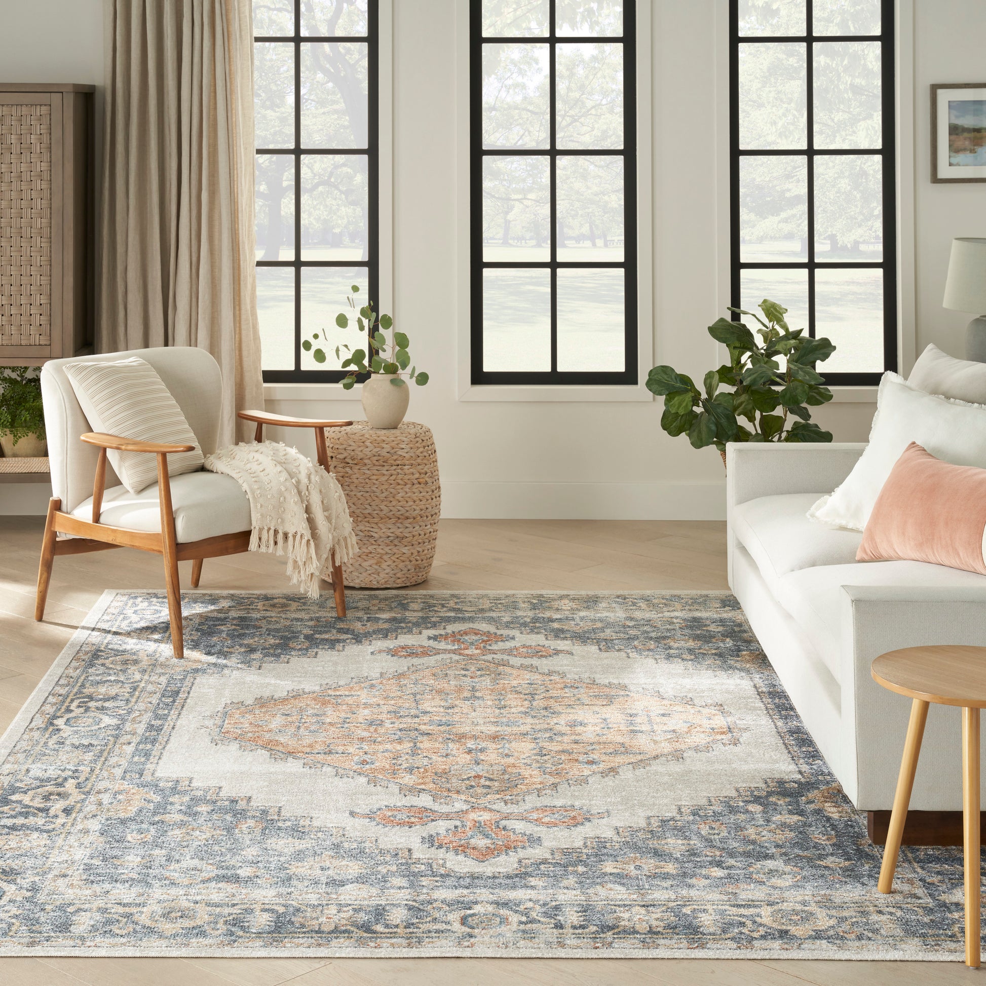 Nourison Home Astra Machine Washable  Grey Gold  Traditional