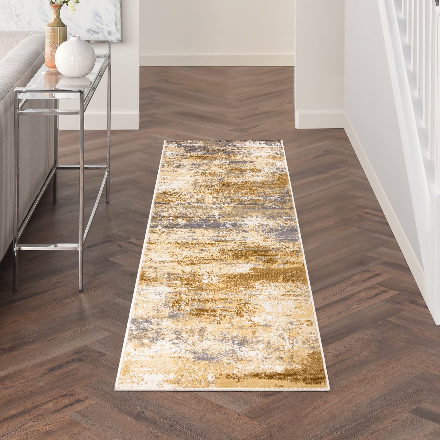 Nourison Home Grafix  Beige Blue  Contemporary