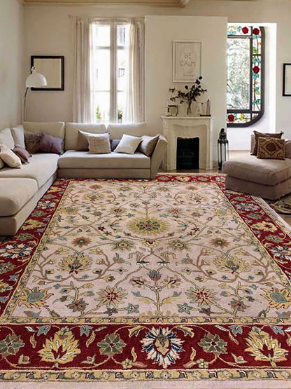 Artisan Paula Beige Red Traditional Tufted Rug - Rugs - Artisan - Atlanta Designer Rugs